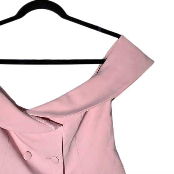 Meshki Krista Strapless Suiting Top Pink Off Shoulder Double Breasted Peplum - Picture 4 of 10